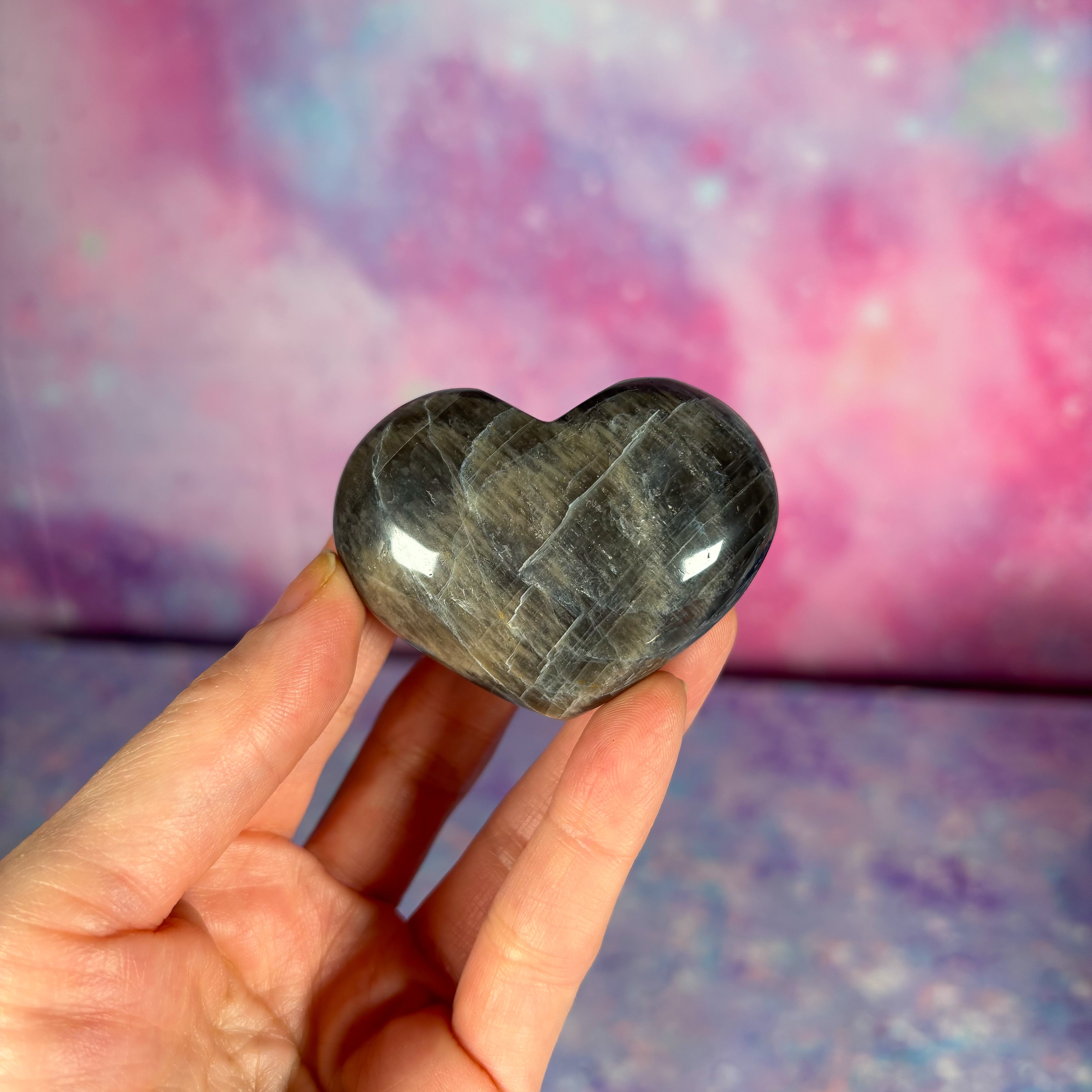 Black Moonstone Heart