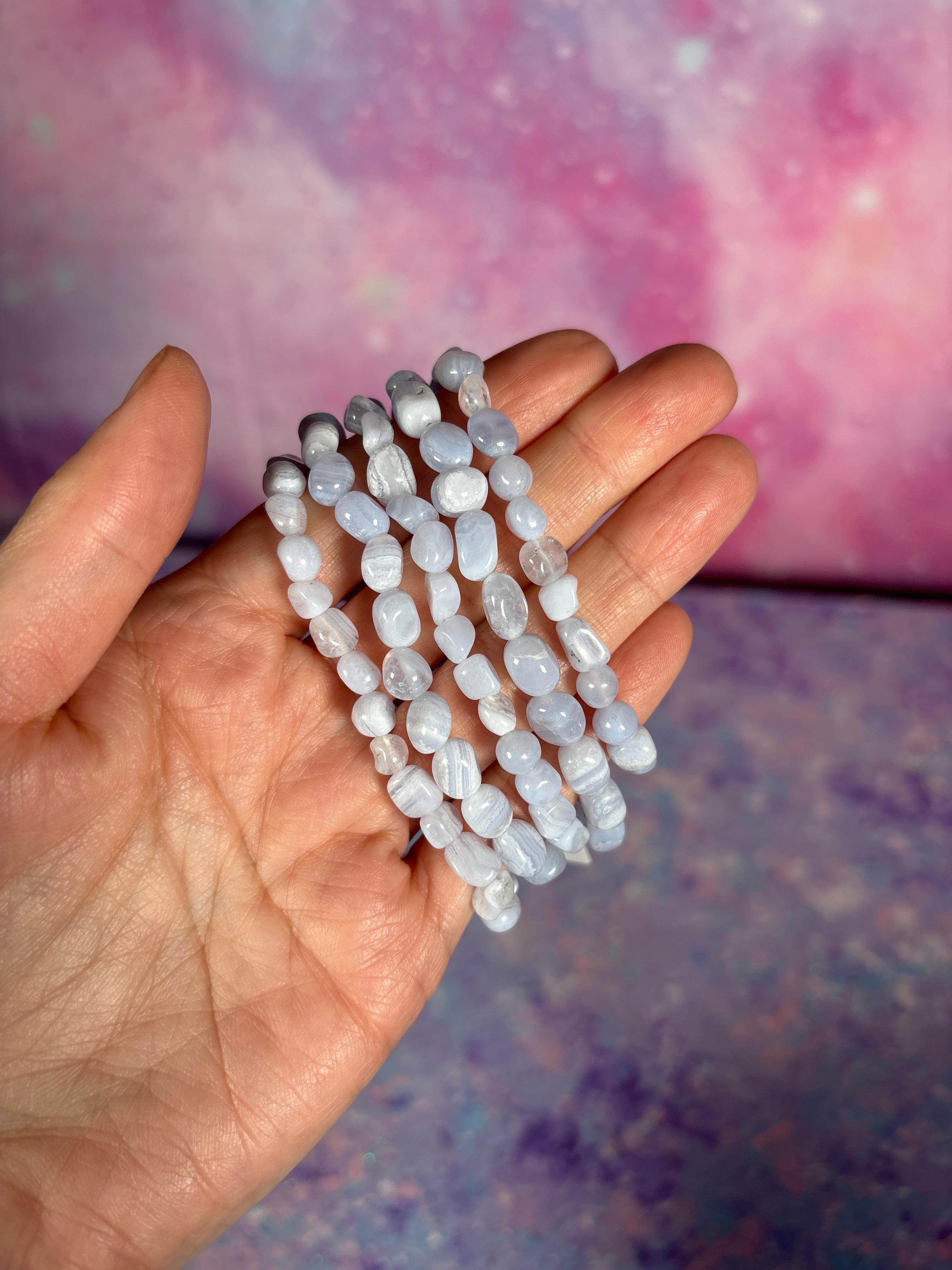 TUMBLED BLUE LACE AGATE BRACELET