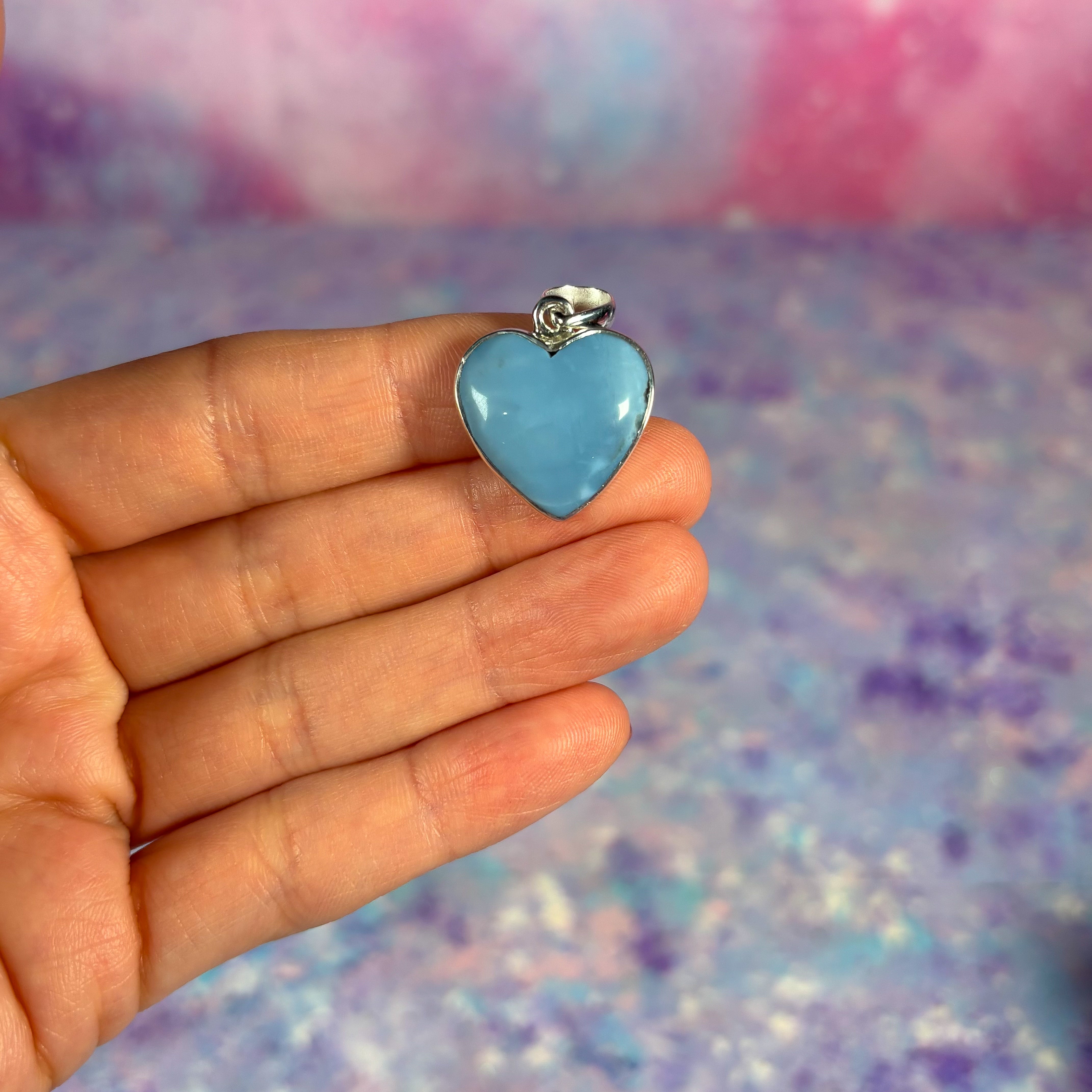 Blue Opal Heart Pendant B