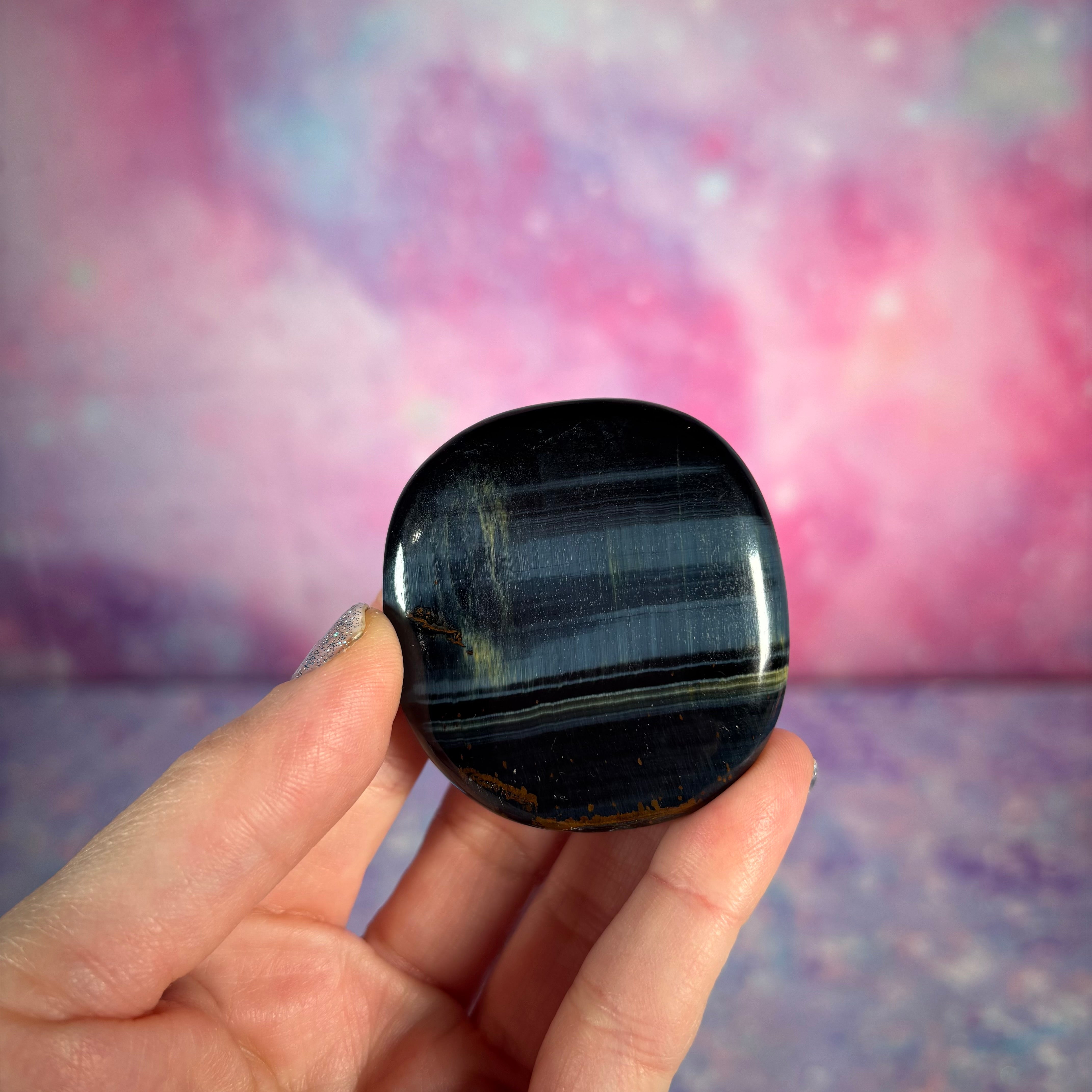 Blue Tigers Eye Flat Palm