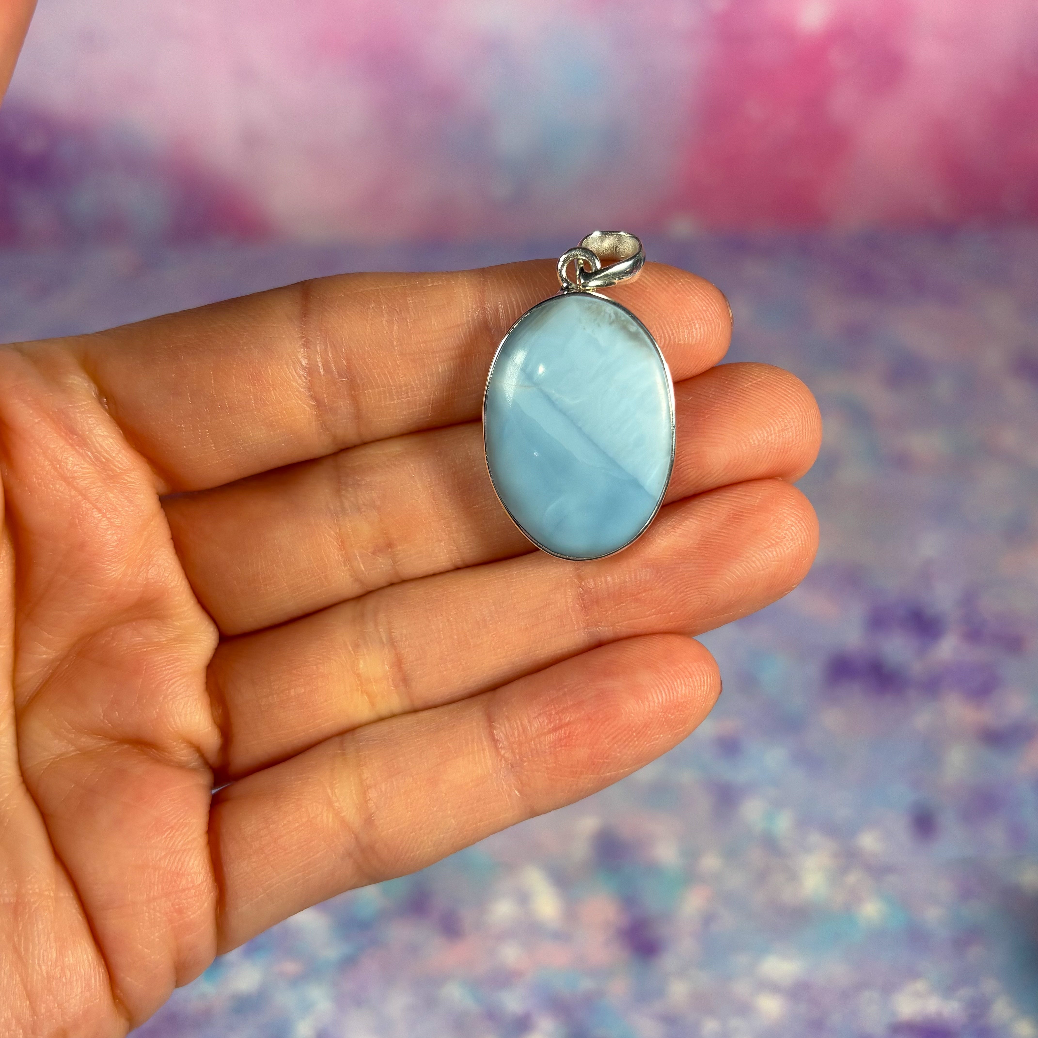 Blue Opal Heart Pendant L