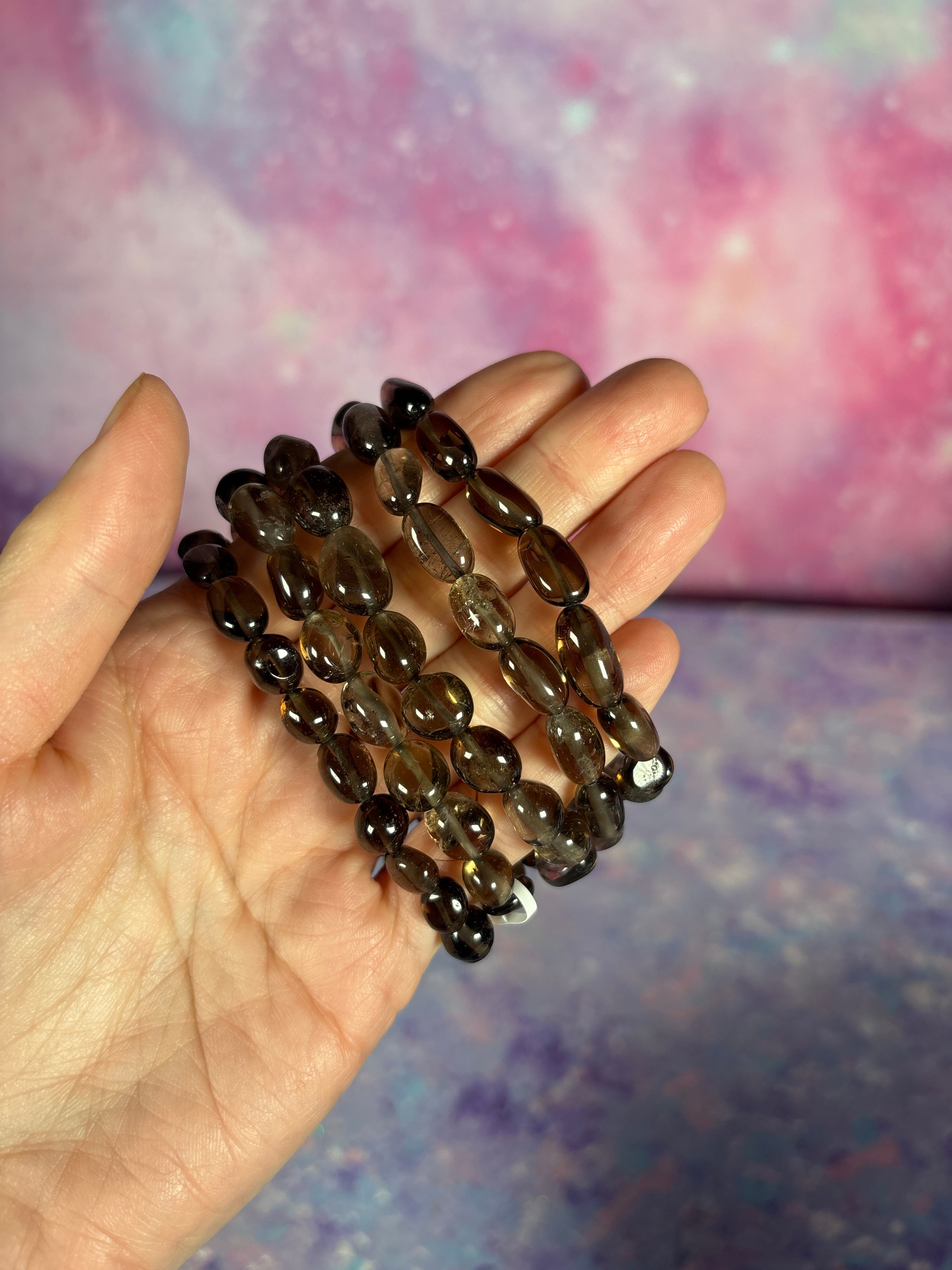 TUMBLED SMOKY QUARTZ BRACELETS
