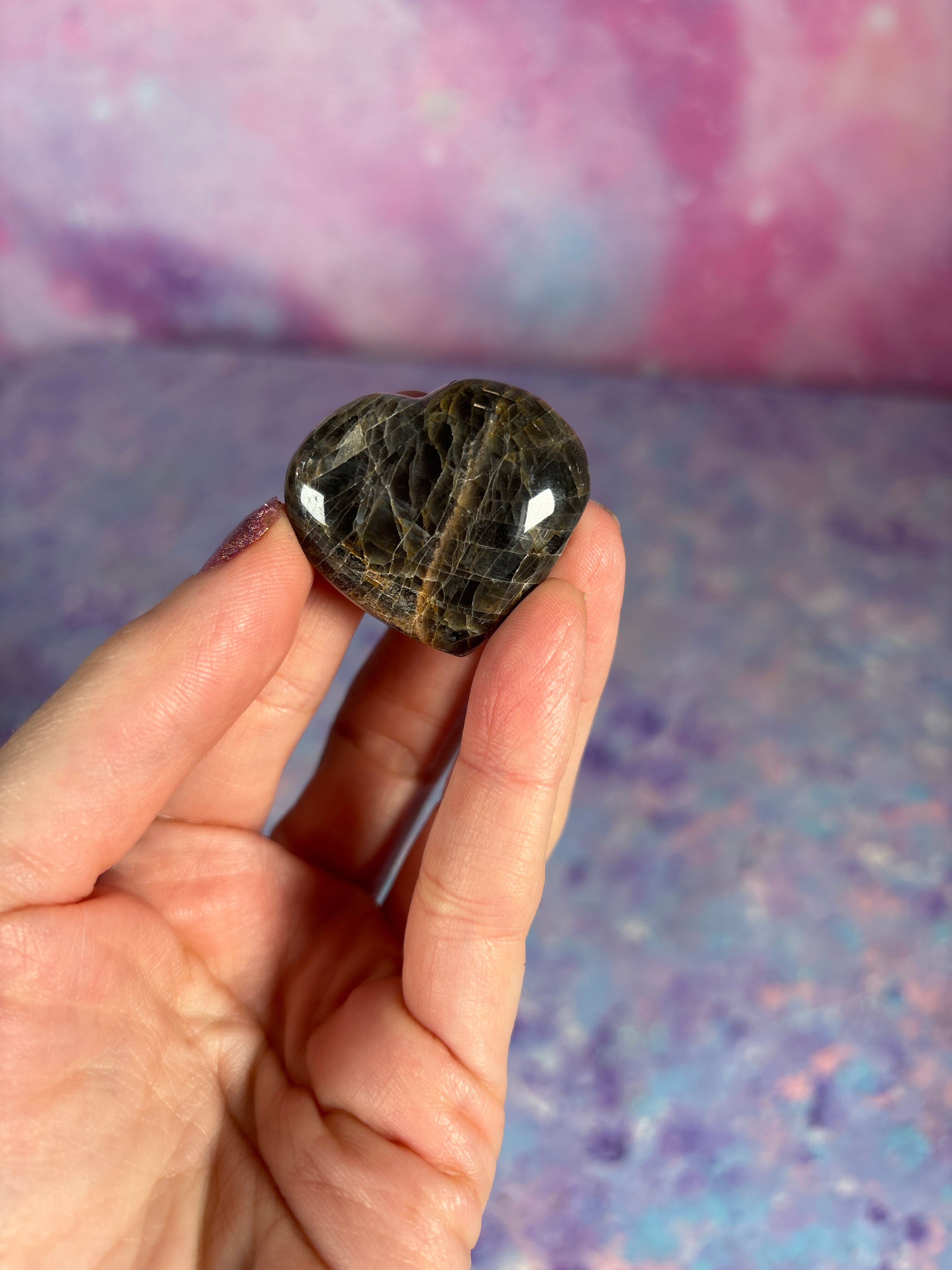 Black Moonstone Heart small