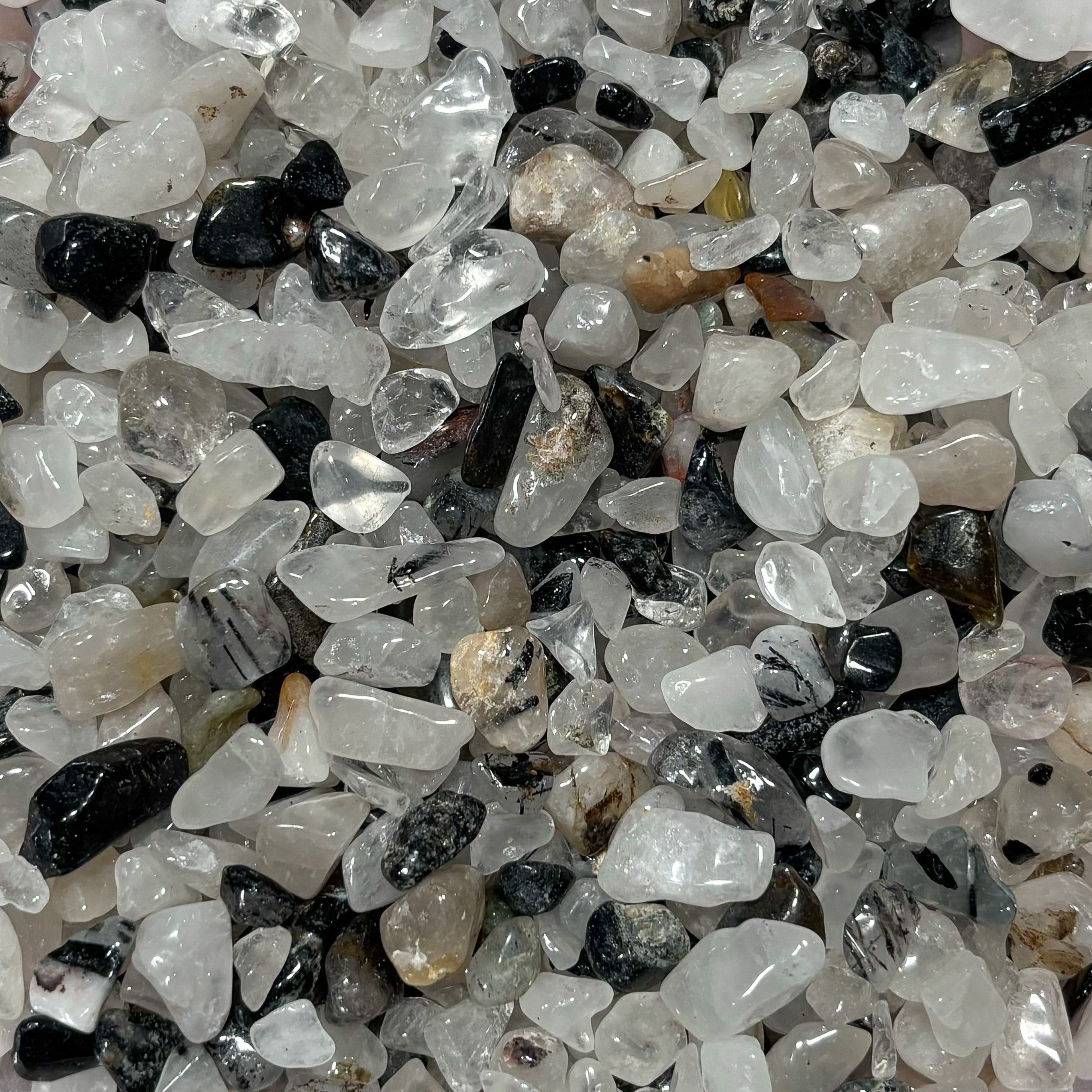 Black Tourmaline and Quartz Crystal Chips
