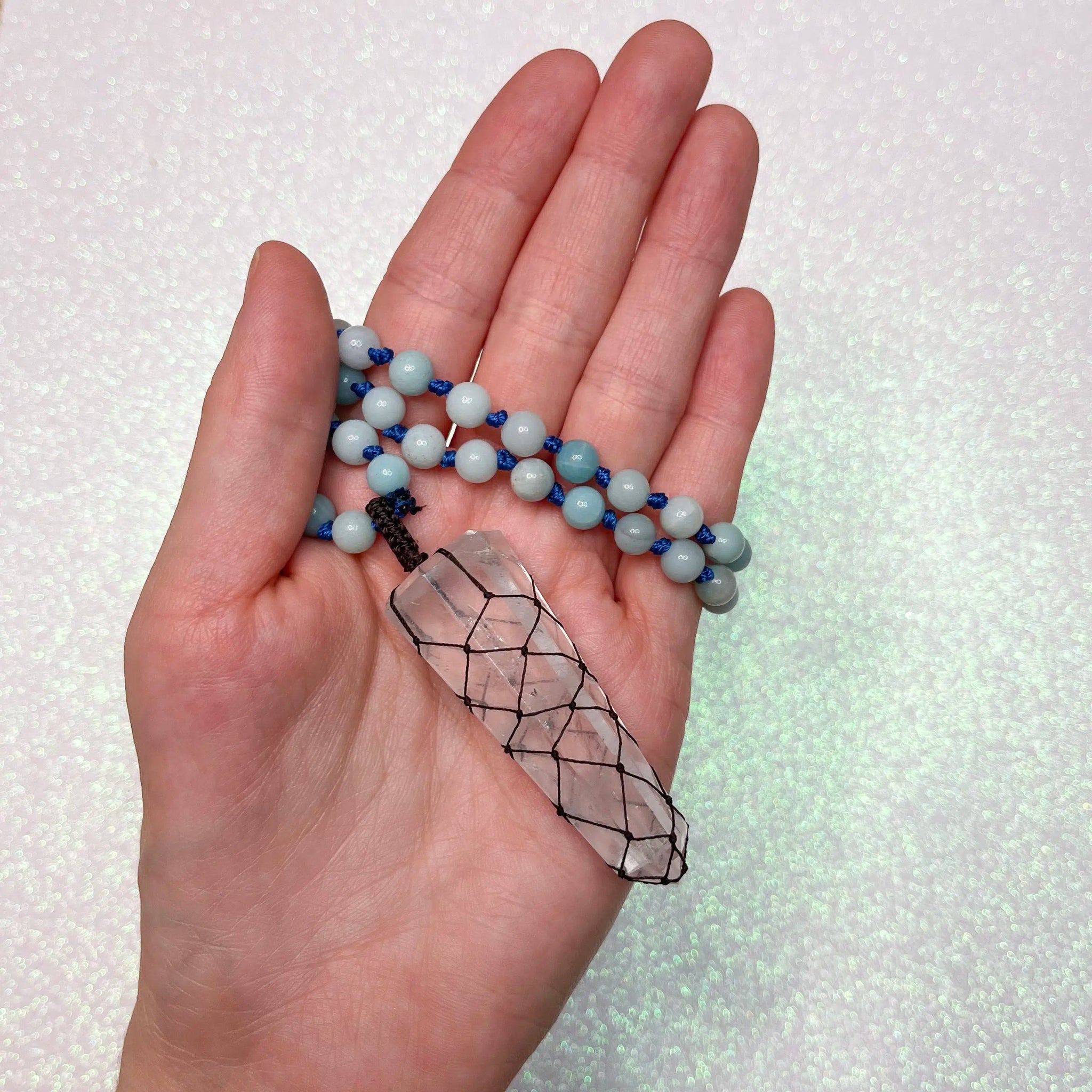 Amazonite and Quartz Mala