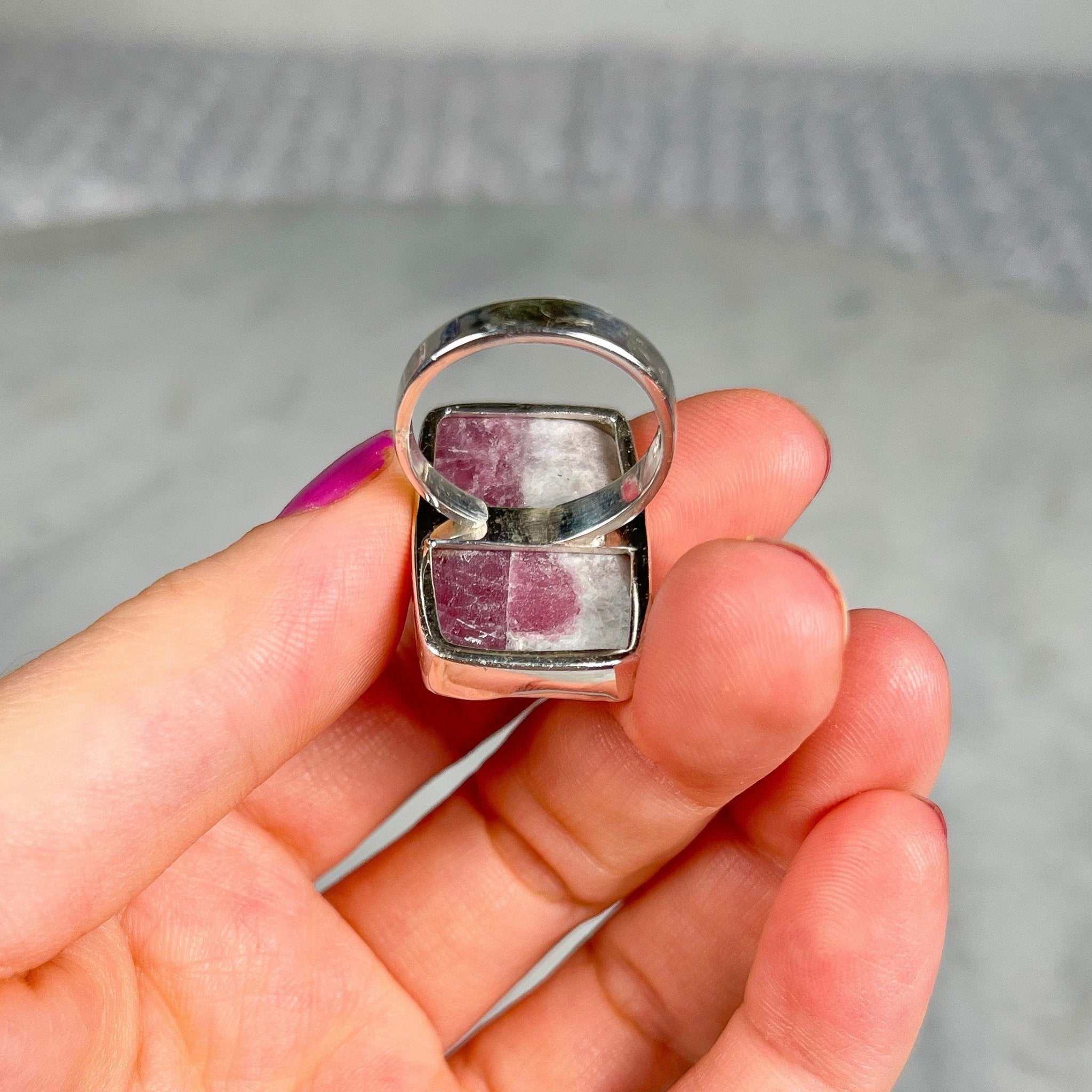 Pink Tourmaline Ring Adjustable Sterling Silver