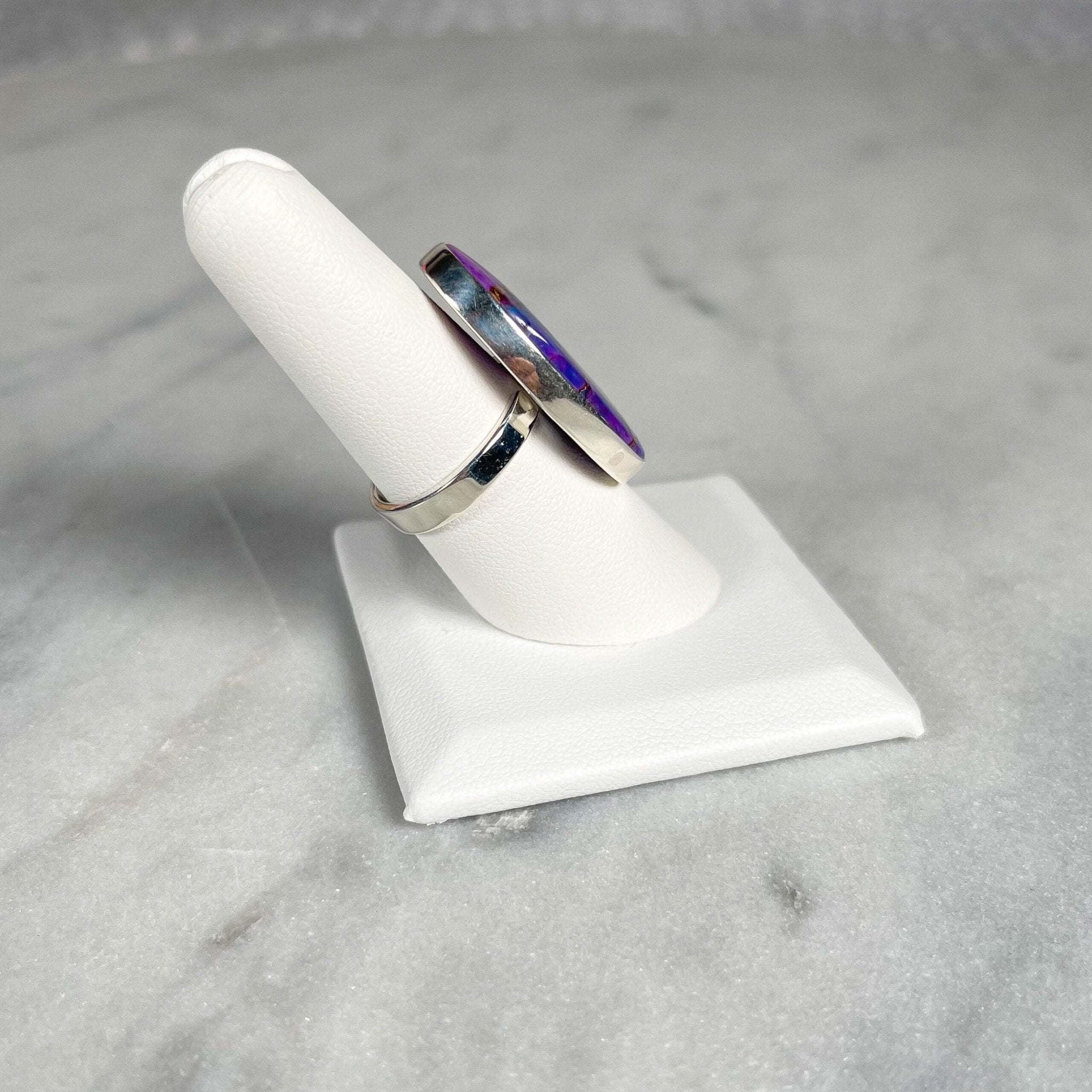 Purple Copper Turquoise Adjustable Sterling Silver Ring