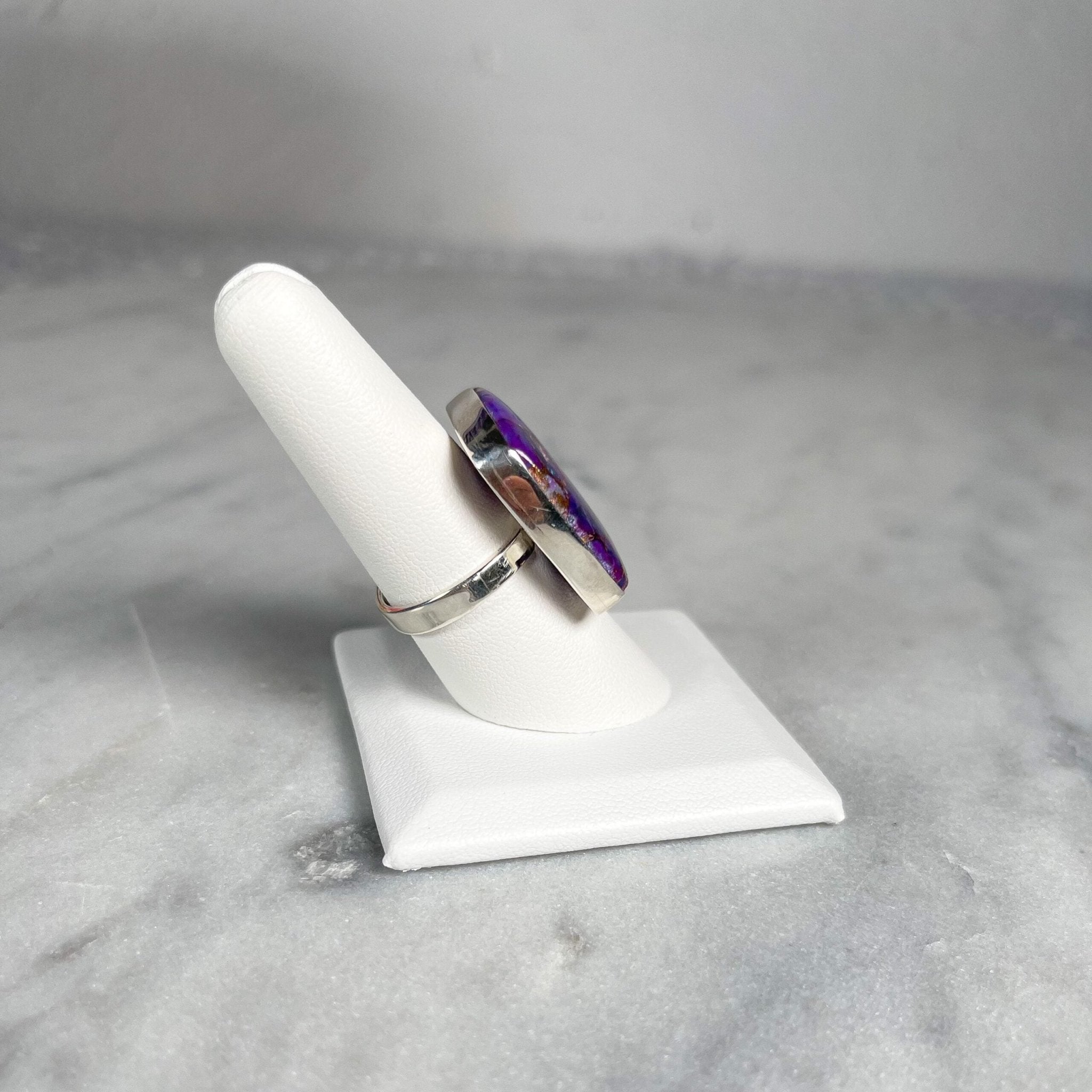 Purple Copper Turquoise Adjustable Sterling Silver Ring