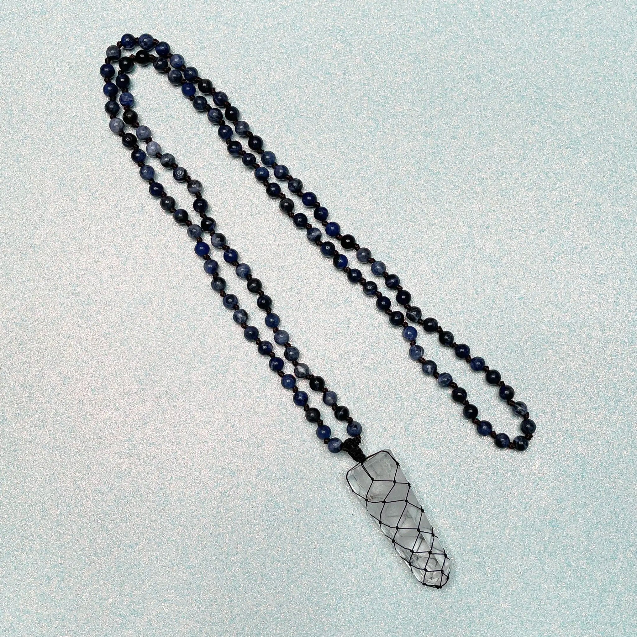 Sodalite with Quartz Mala